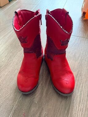 Stride Rite Red Glitter Cowboy Boots Toddler Girls Size 9M